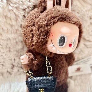 Labubu purse & accessories- Inspired Elegant Black Quilted Doll Bag
